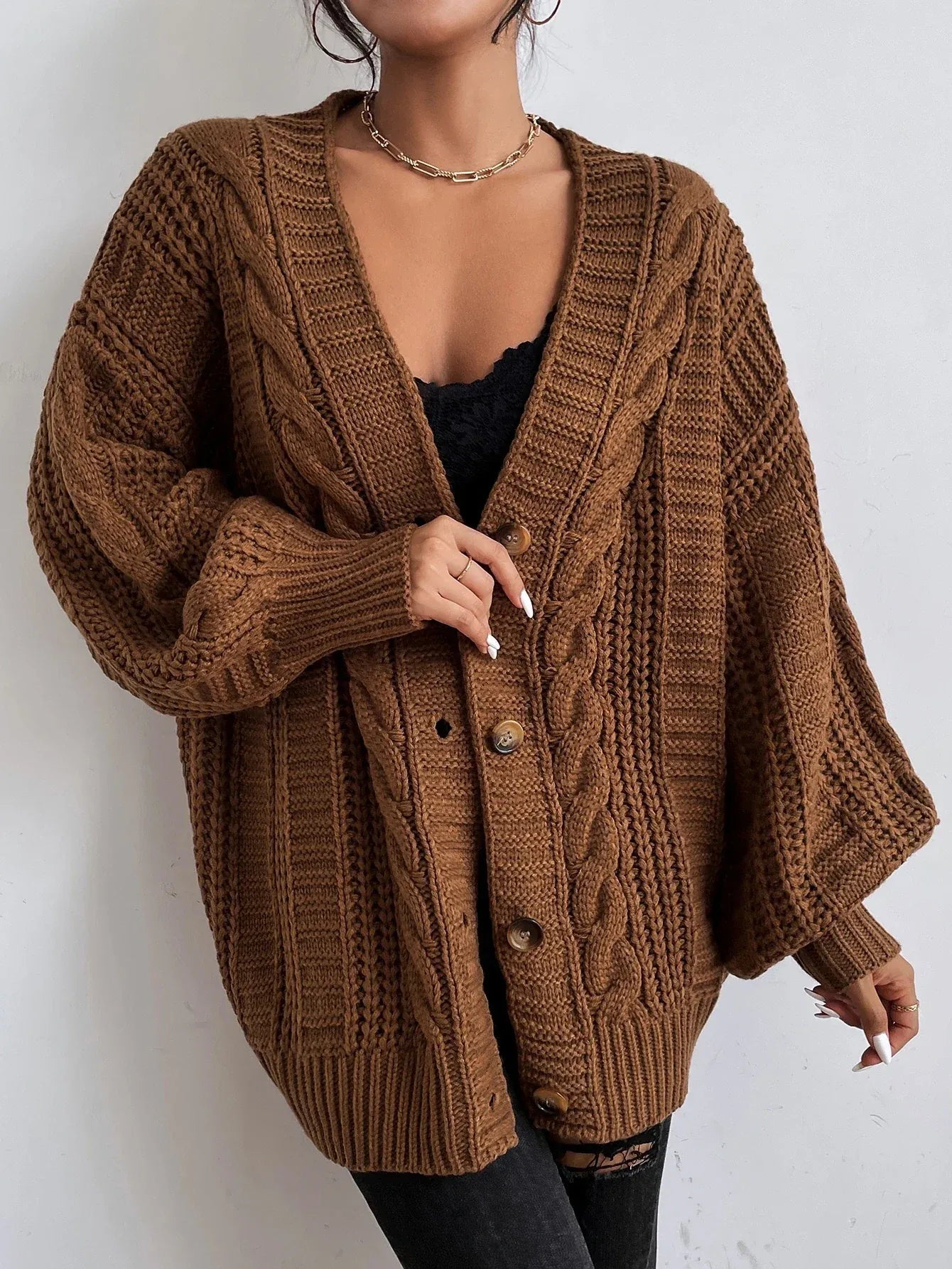 Women's Oversized Cable Knit Cardigan – Sutton James Sutton James