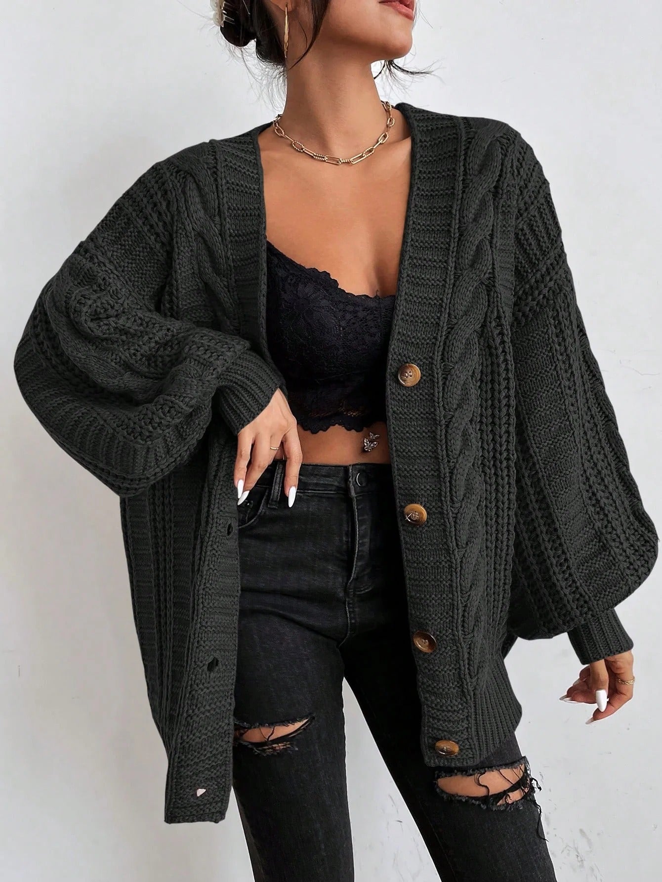 Women's Oversized Cable Knit Cardigan – Sutton James Sutton James