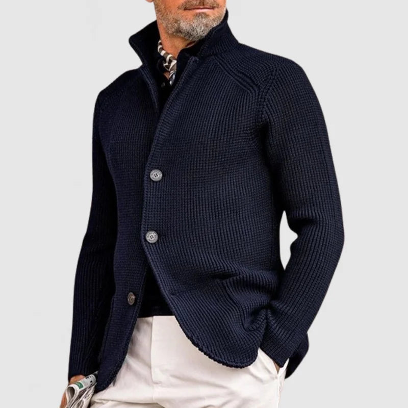 Men's Knitted Cardigan - Classic Button-Up Sweater with Ribbed Design for Sophisticated Style Sutton James