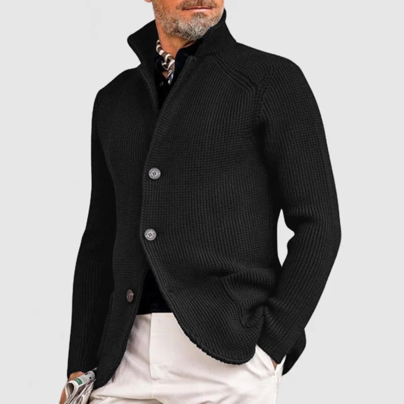 Men's Knitted Cardigan - Classic Button-Up Sweater with Ribbed Design for Sophisticated Style Sutton James