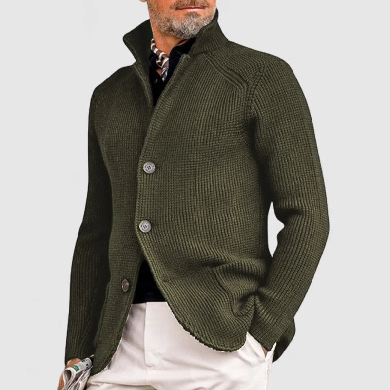 Men's Knitted Cardigan - Classic Button-Up Sweater with Ribbed Design for Sophisticated Style Sutton James