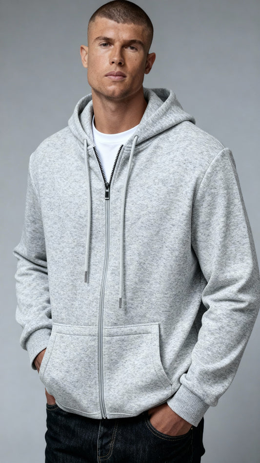 Men’s Hoodie – Regular Fit – Waffle Texture – Full Zip – Casual Style