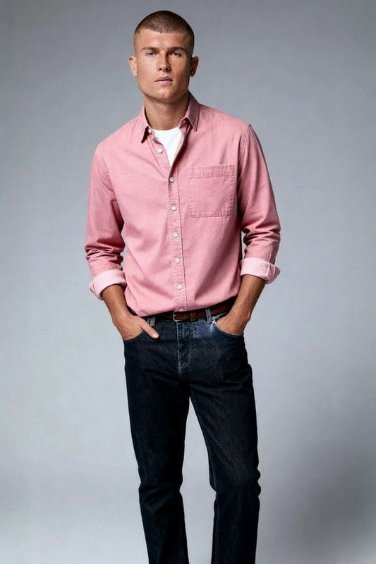 Men's Casual Denim Shirt | Soft Cotton Blend