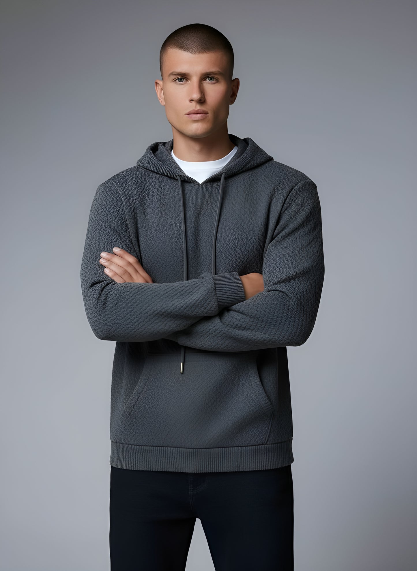 Men's Drawstring Knit Hoodie Sweater – Sutton James