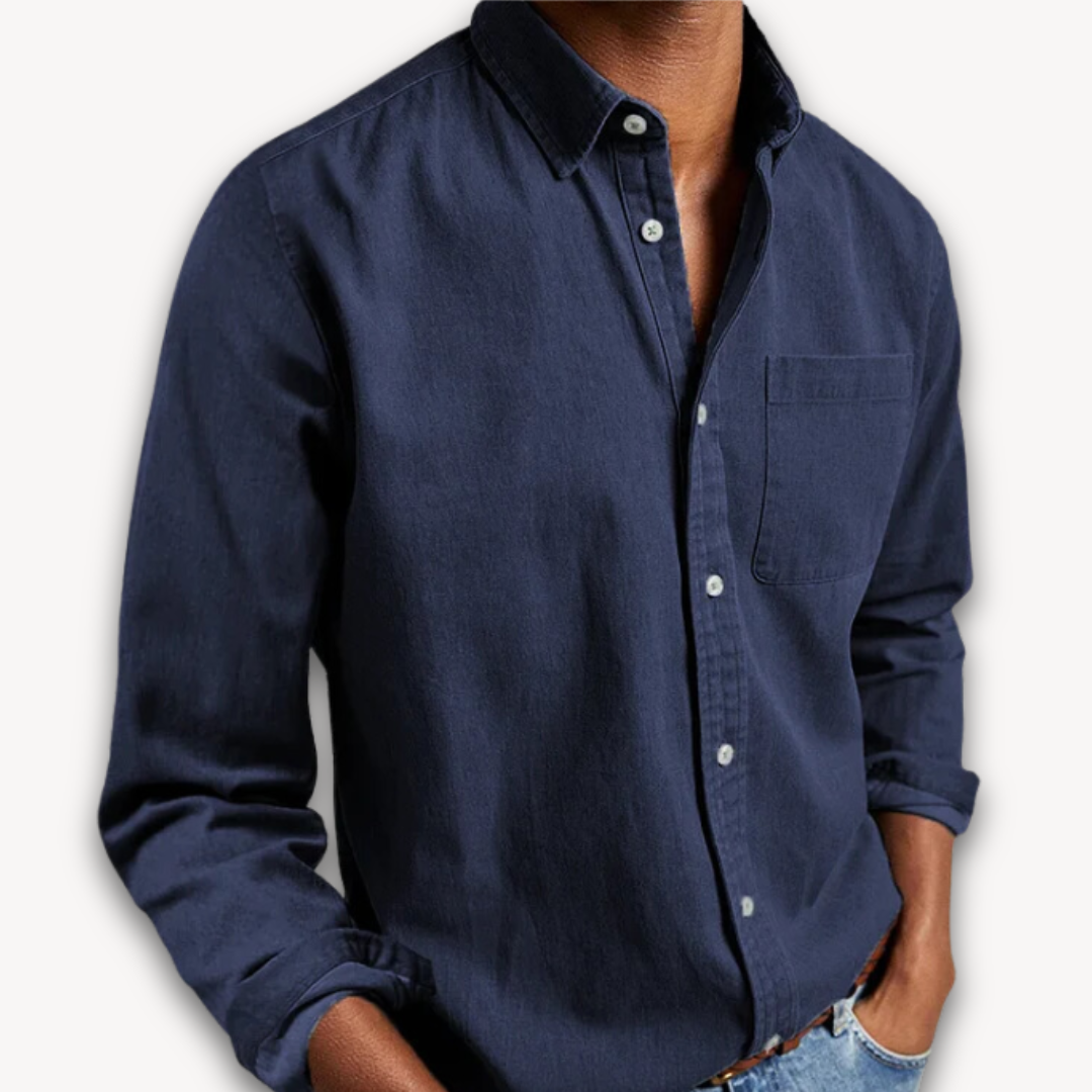 Men's Cotton Button-Up Shirt - Casual Long Sleeve Sutton James