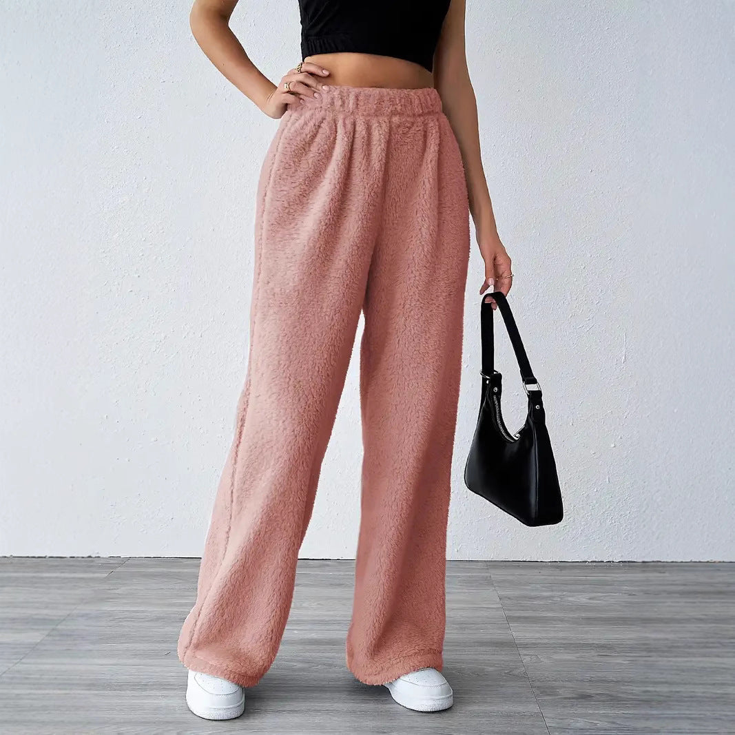 Women’s Casual Wide Leg Jogger Pants – Plush Fleece – Relaxed Fit – Full Length Lounge Wear Sutton James