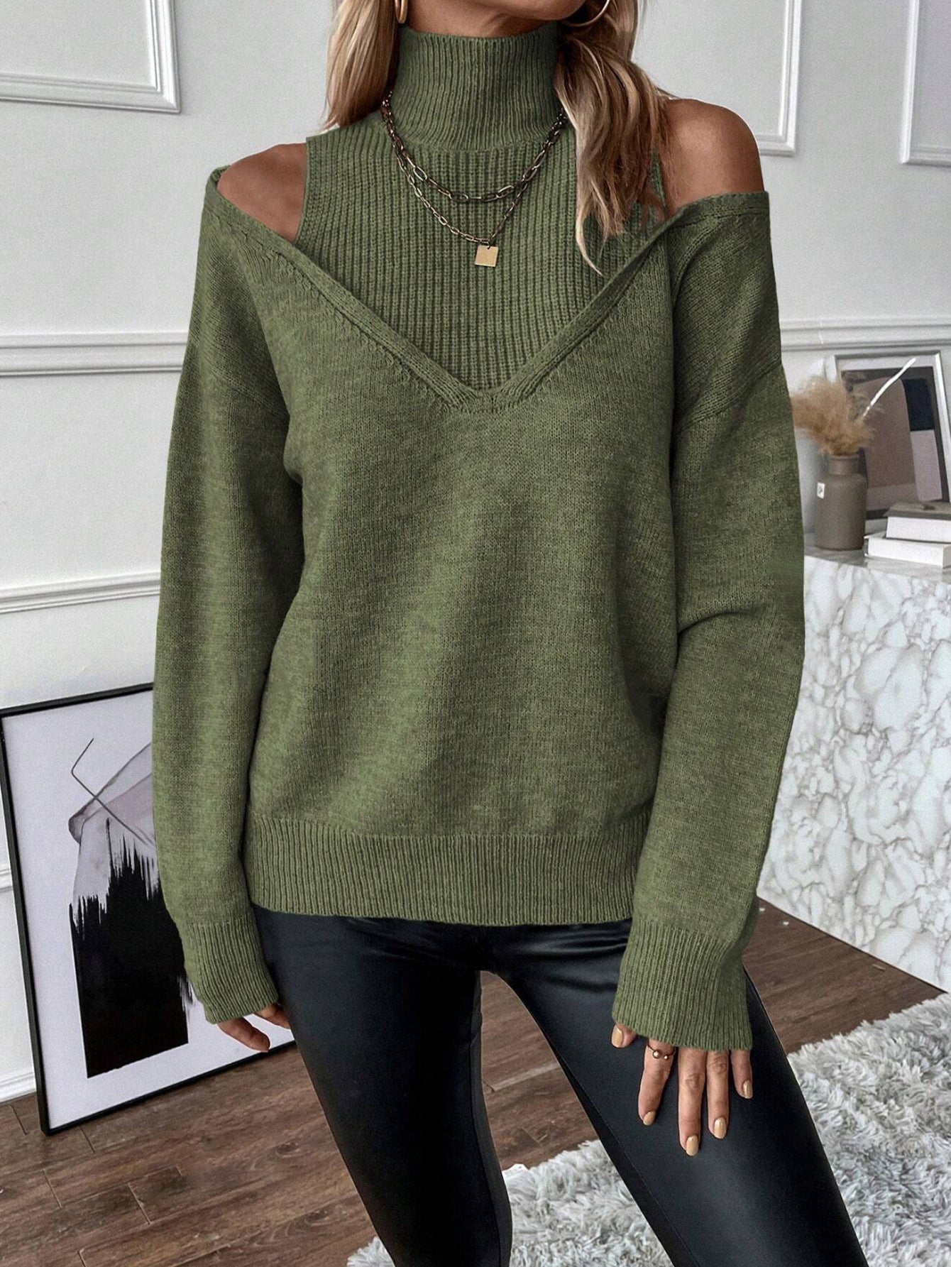 Women's Cold Shoulder Turtleneck Sweater – Sutton James Sutton James