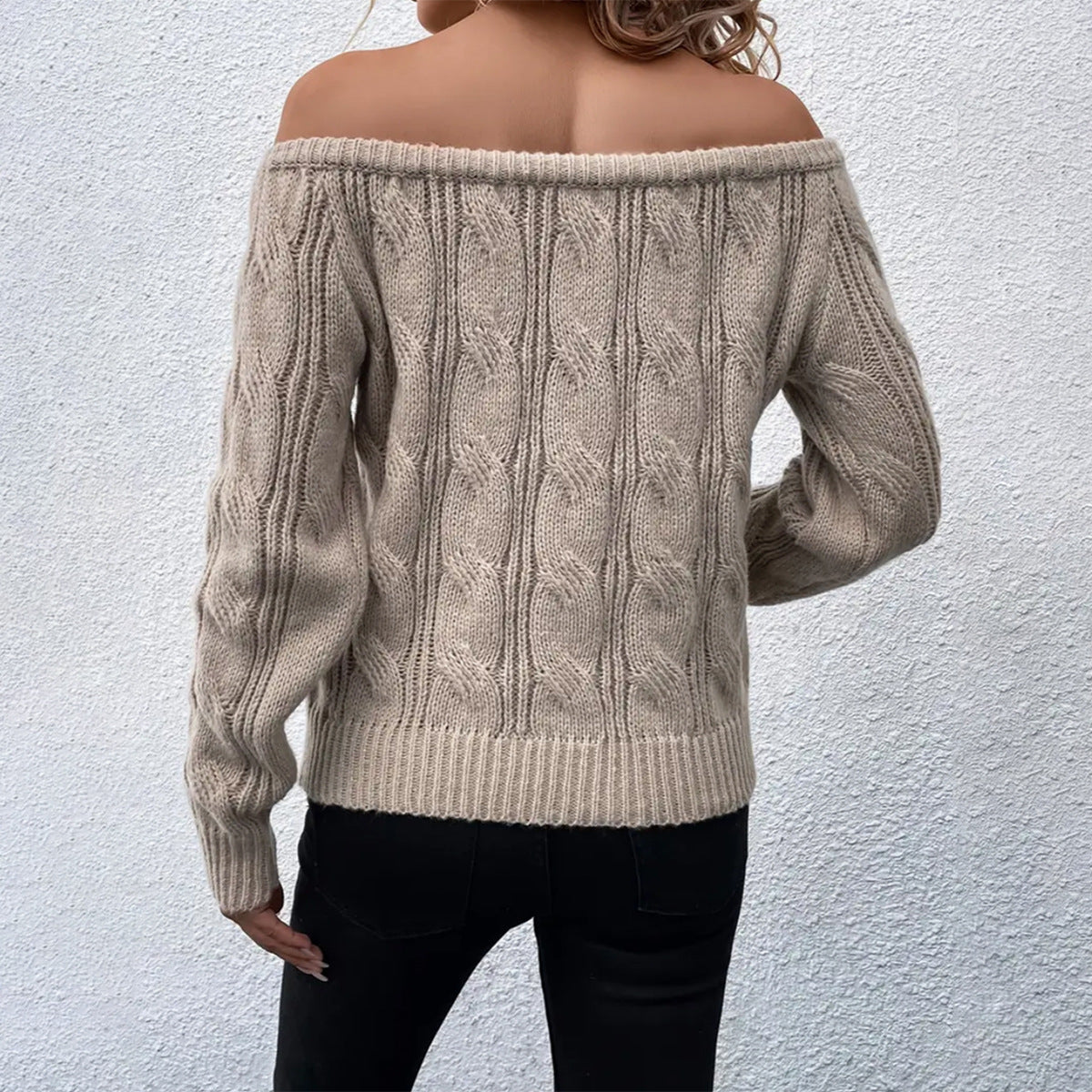 Women's Off-the-Shoulder Cable Knit Sweater – Sutton James Sutton James