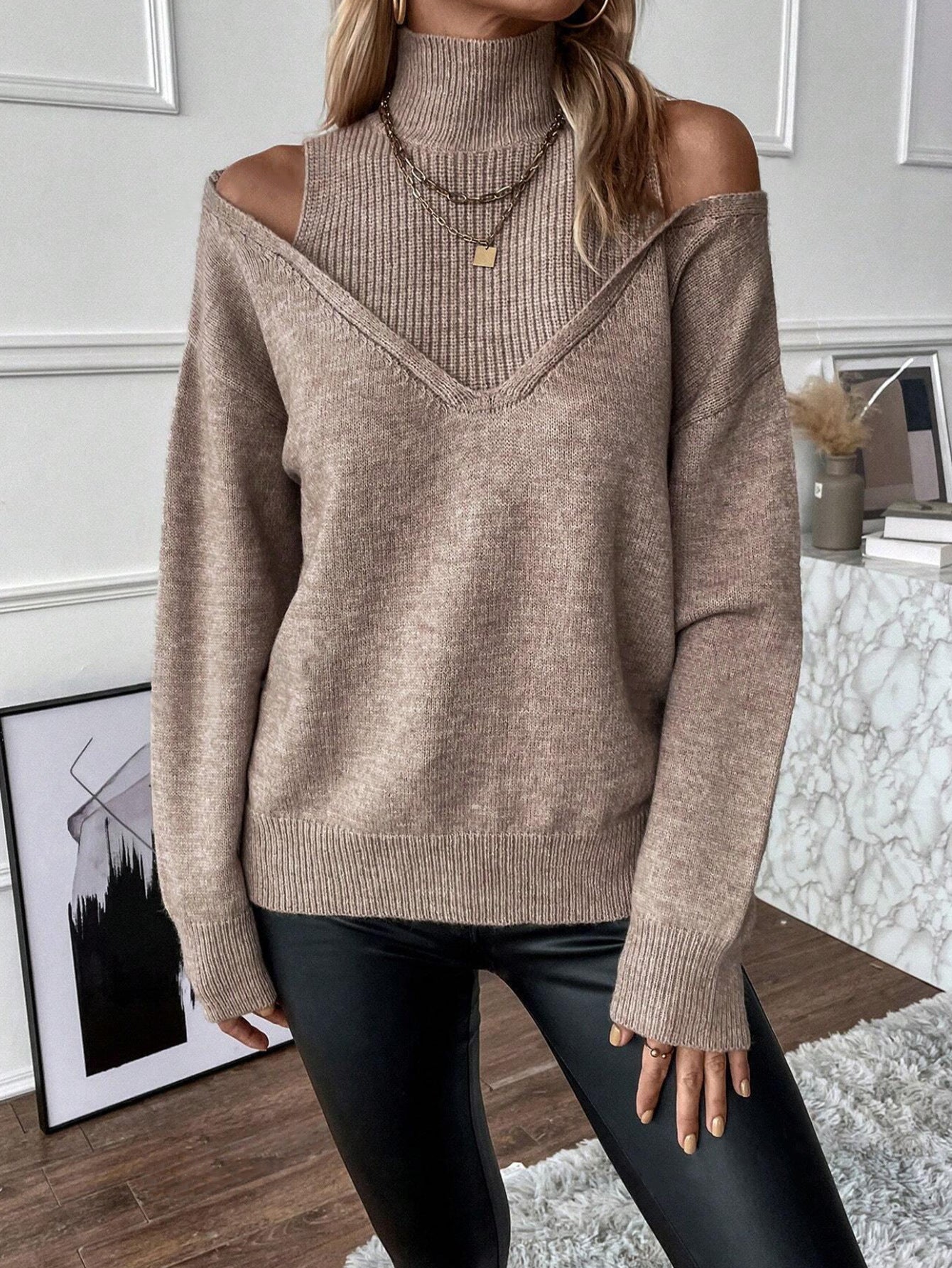 Women's Cold Shoulder Turtleneck Sweater – Sutton James Sutton James