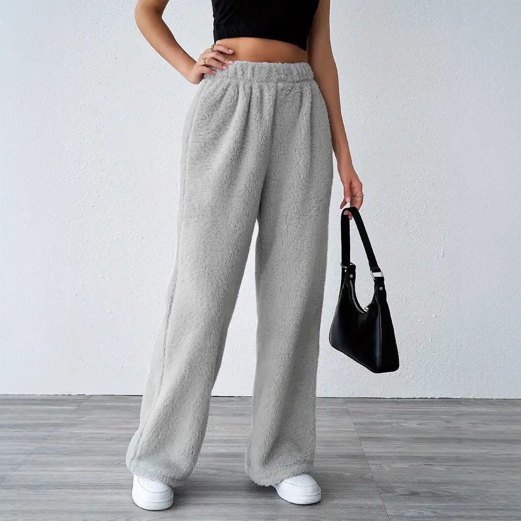 Women’s Casual Wide Leg Jogger Pants – Plush Fleece – Relaxed Fit – Full Length Lounge Wear Sutton James