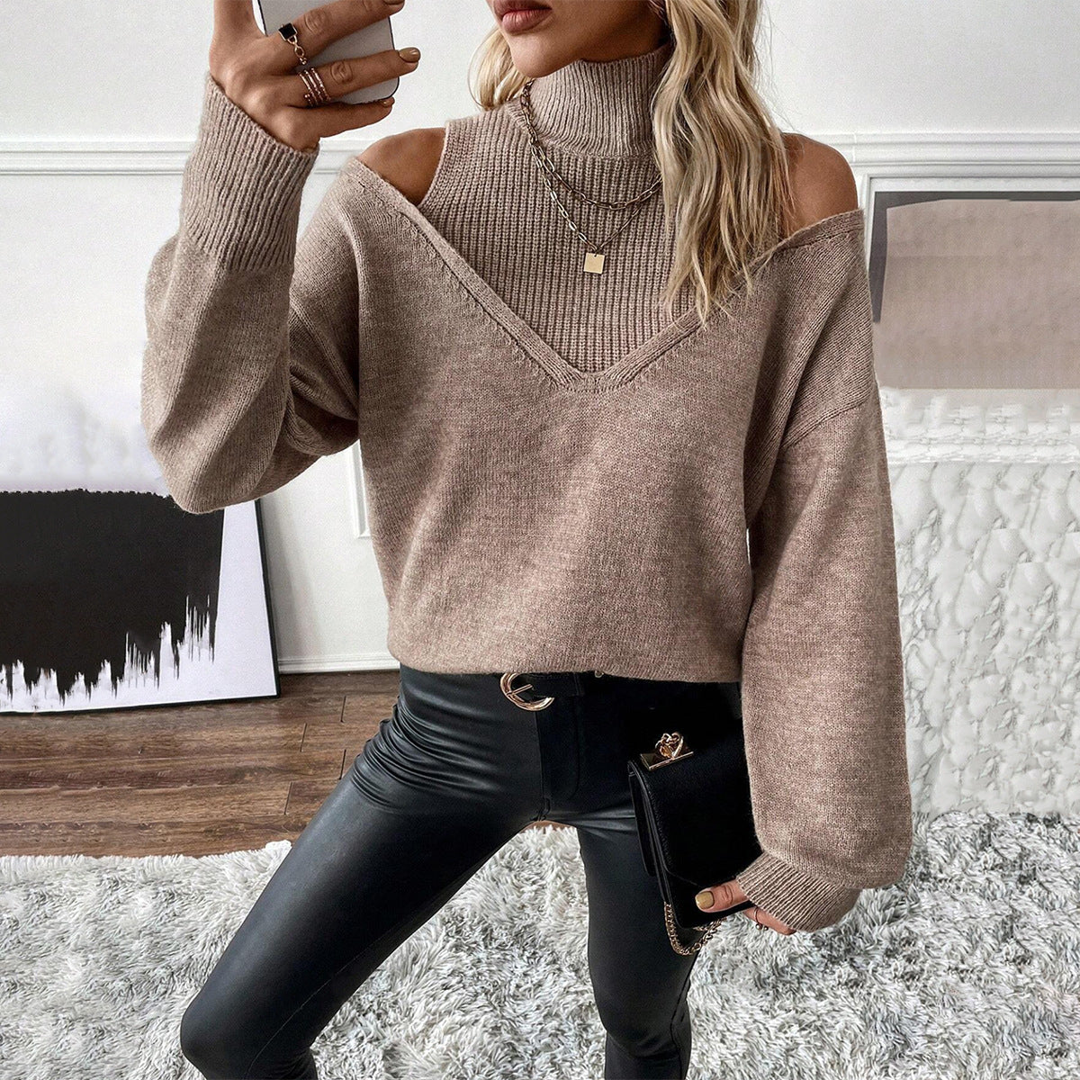 Women's Cold Shoulder Turtleneck Sweater – Sutton James Sutton James