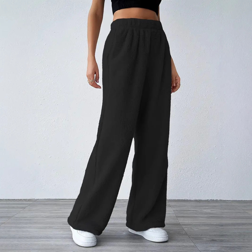 Women’s Casual Wide Leg Jogger Pants – Plush Fleece – Relaxed Fit – Full Length Lounge Wear Sutton James