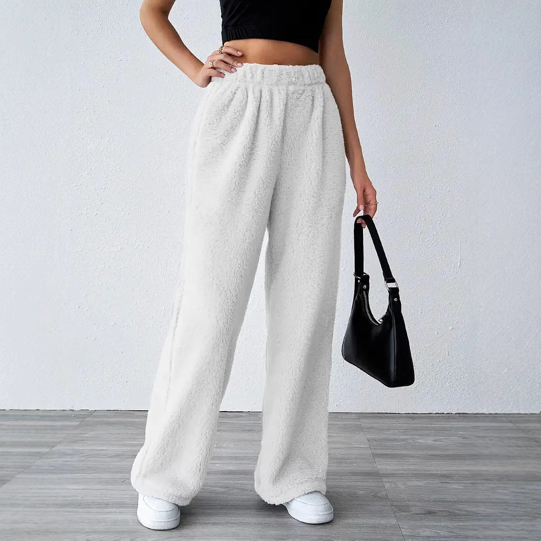 Women’s Casual Wide Leg Jogger Pants – Plush Fleece – Relaxed Fit – Full Length Lounge Wear Sutton James