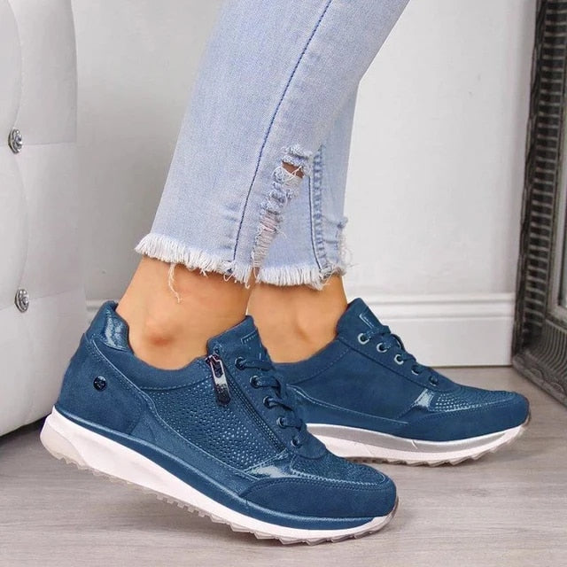 Orthopedic Walking Shoes with Arch Support - Easy-On Side Zip Comfort Rocker Sneakers Sutton James