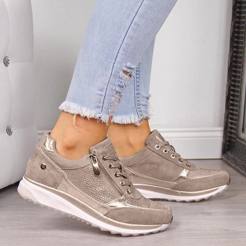 Orthopedic Walking Shoes with Arch Support - Easy-On Side Zip Comfort Rocker Sneakers Sutton James