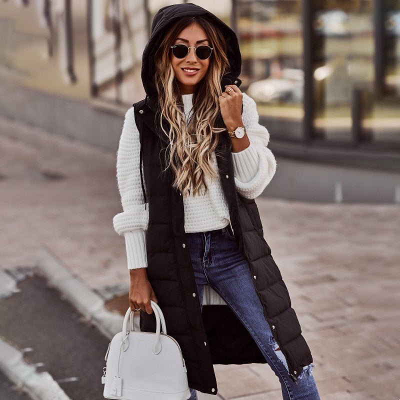 Women's Long Hooded Puffer Vest – Sutton James Sutton James