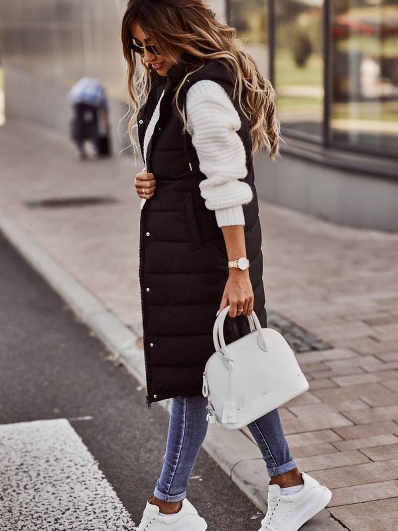 Women's Long Hooded Puffer Vest – Sutton James Sutton James