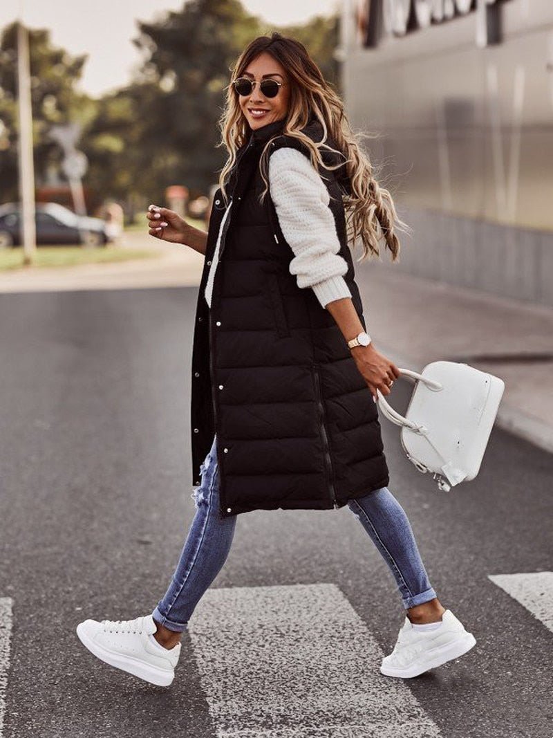 Women's Long Hooded Puffer Vest – Sutton James Sutton James