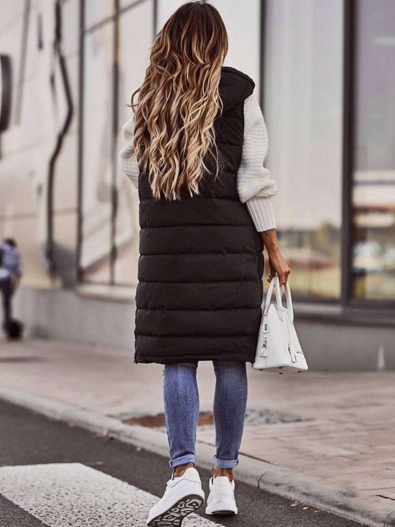 Women's Long Hooded Puffer Vest – Sutton James Sutton James