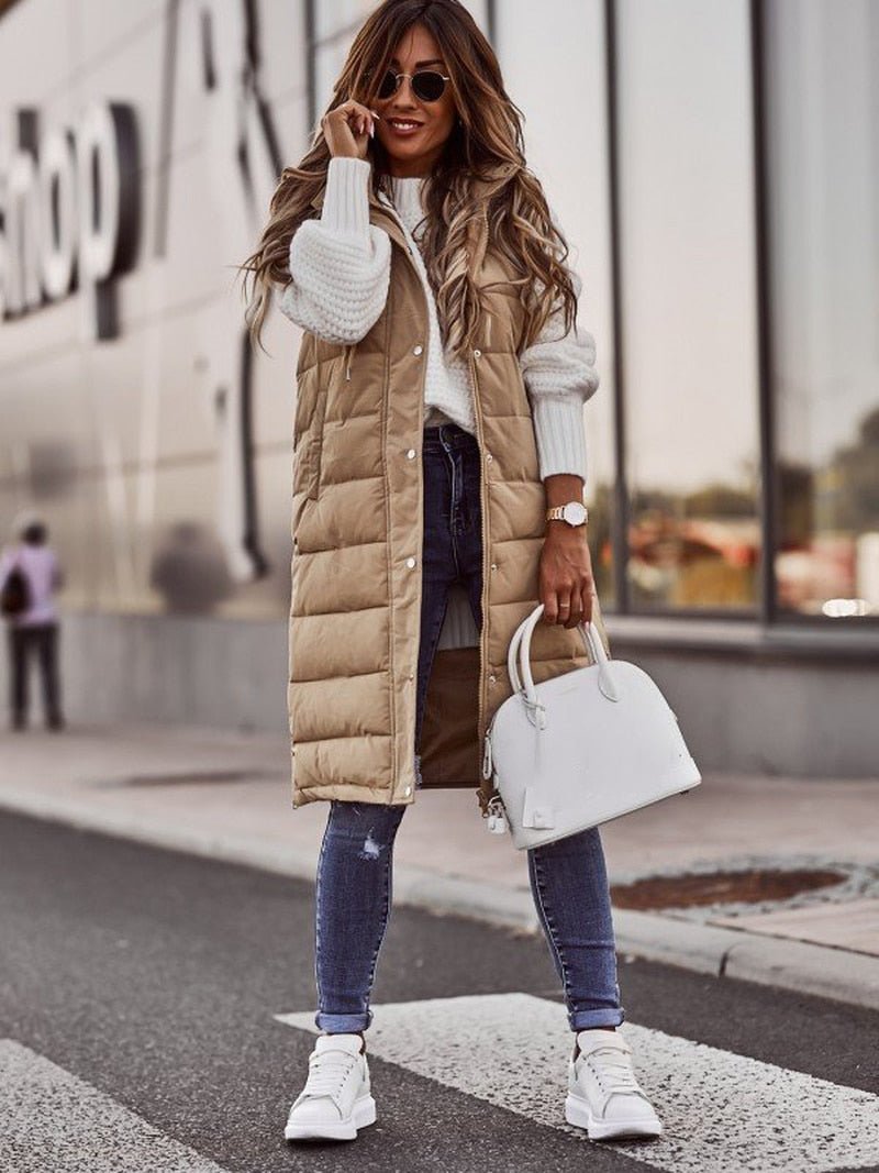Women's Long Hooded Puffer Vest – Sutton James Sutton James