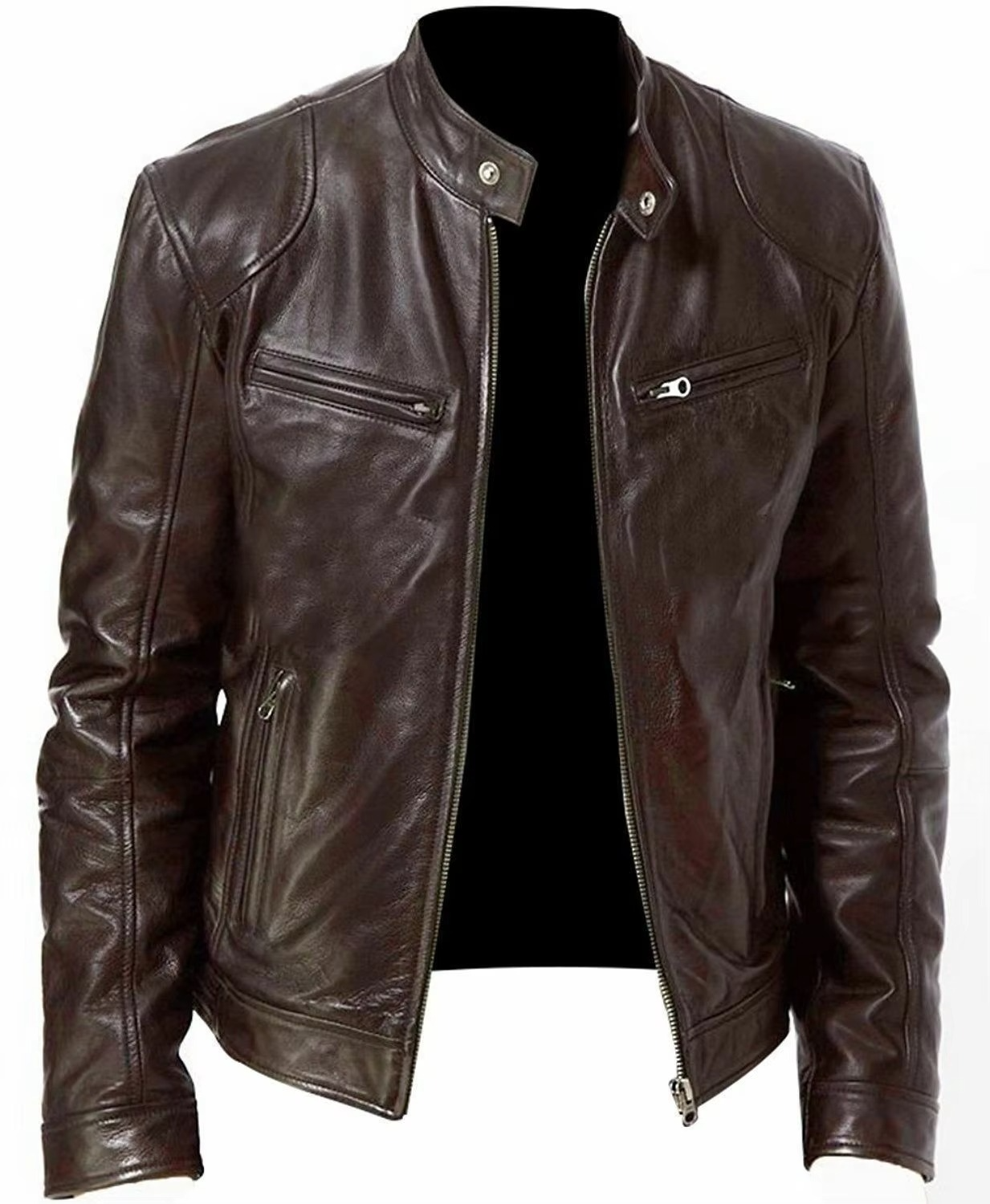 Casual Leather Jacket With Buttoned Collar For Men | Perfect for Casual Days Sutton James
