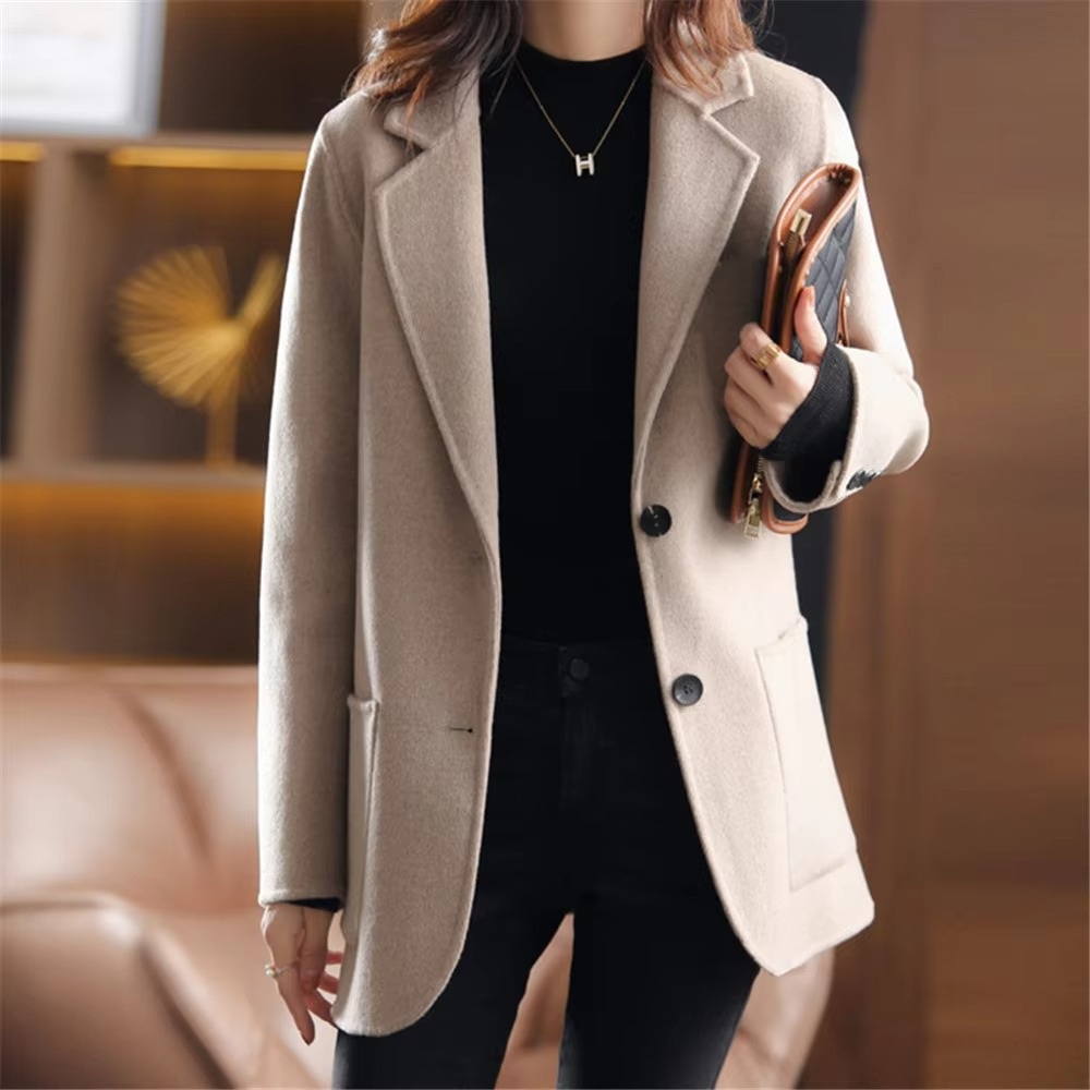 Women's Wool Blazer Coat with Buttons and Pockets | Perfect for Casual Days Sutton James