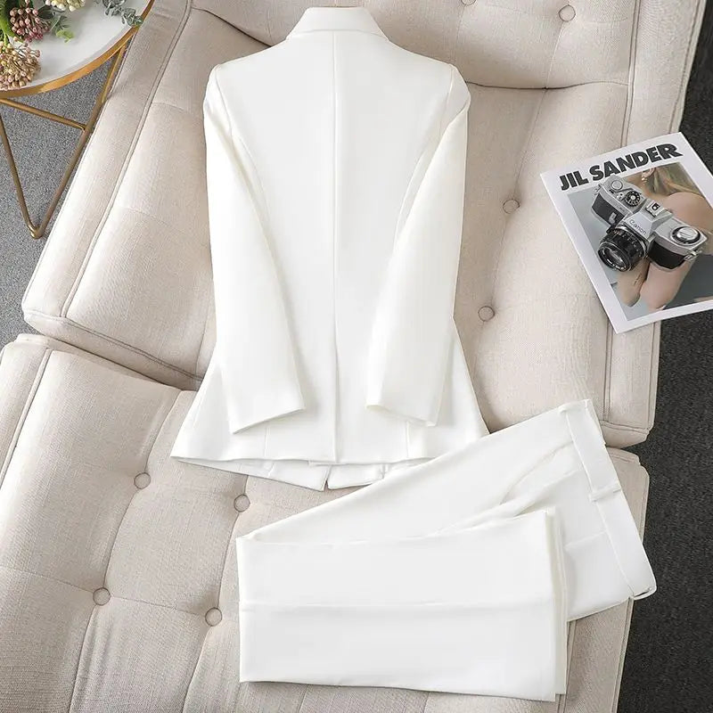 Women's Solid Colour Blazer and Trouser Set Sutton James