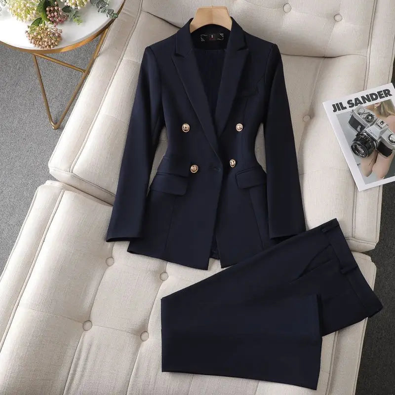 Women's Solid Colour Blazer and Trouser Set Sutton James