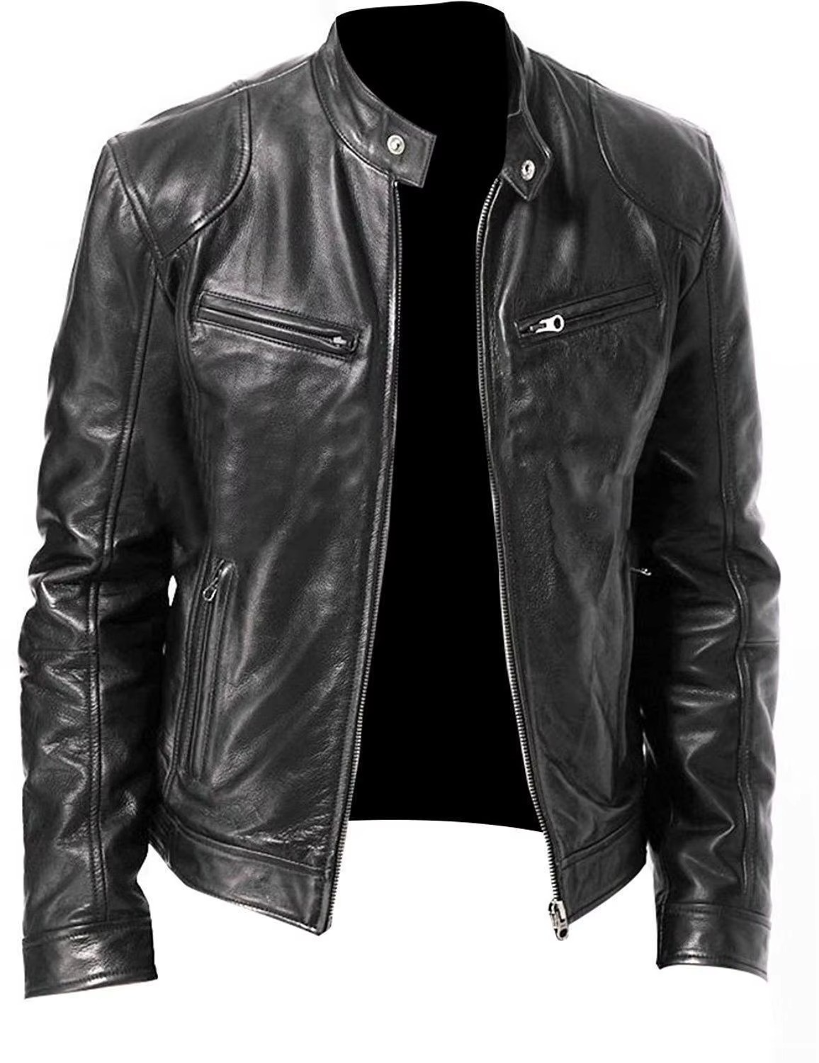 Casual Leather Jacket With Buttoned Collar For Men | Perfect for Casual Days Sutton James