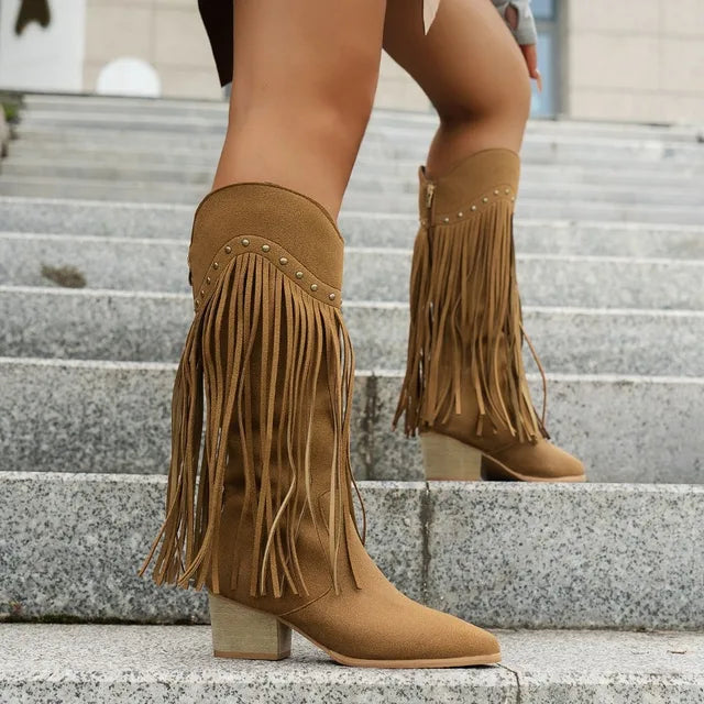 Women's Fringe Knee High Western Boots – Sutton James Sutton James