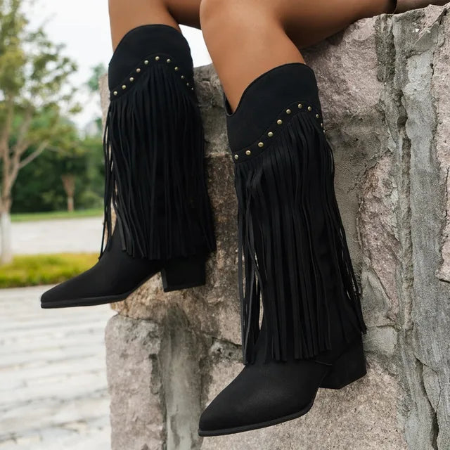 Women's Fringe Knee High Western Boots – Sutton James Sutton James