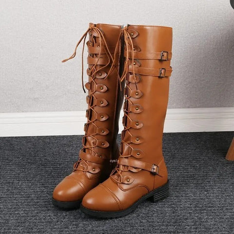 Fleur Rousse | Flat Retro Boots with Buckle and Lacing Sutton James