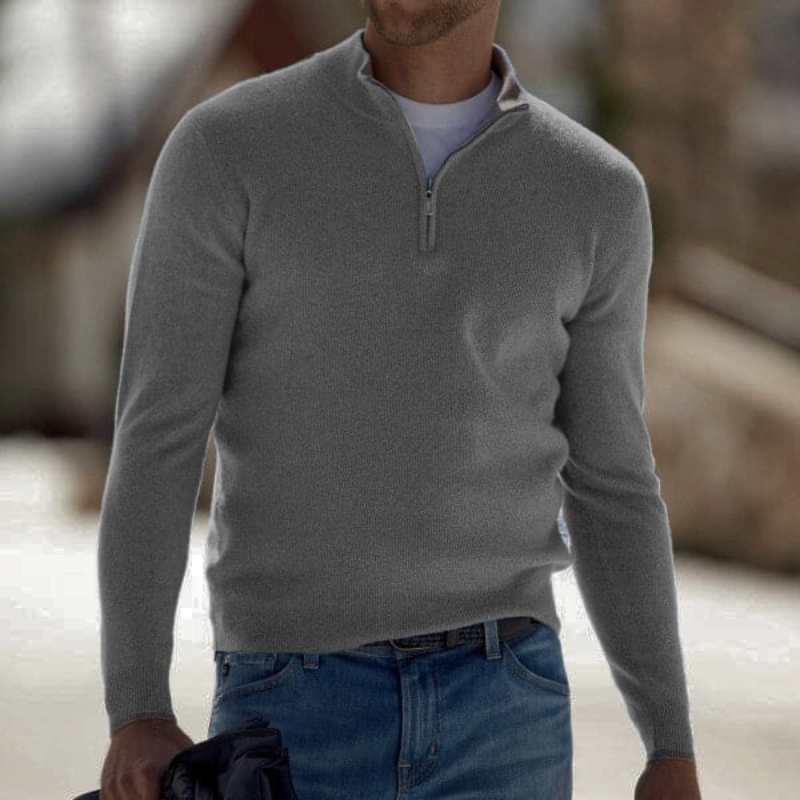 Men’s Zip-Up Sweater – Soft Knit – Relaxed Fit – Ribbed Cuffs Sutton James