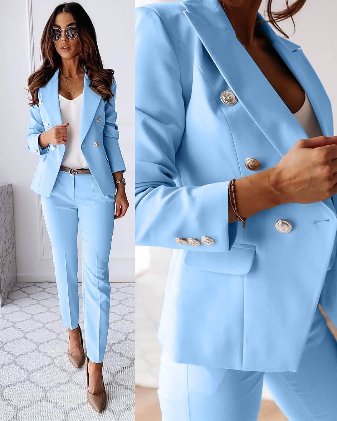 Women's Double Breast Blazer and Trouser Co-ords Set Sutton James