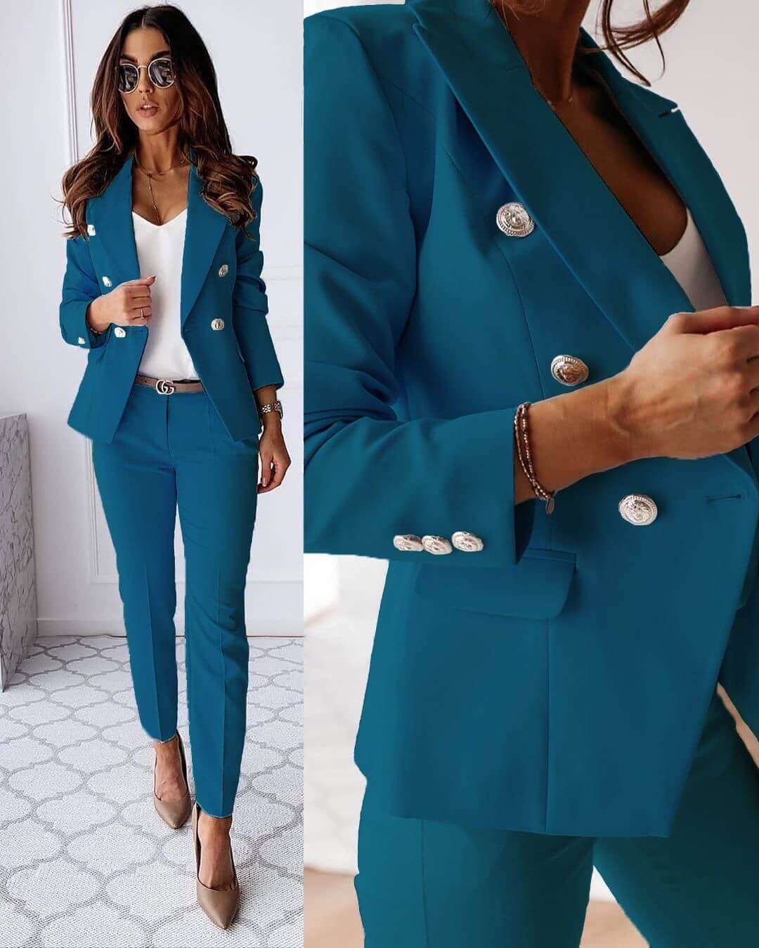 Women's Double Breast Blazer and Trouser Co-ords Set Sutton James