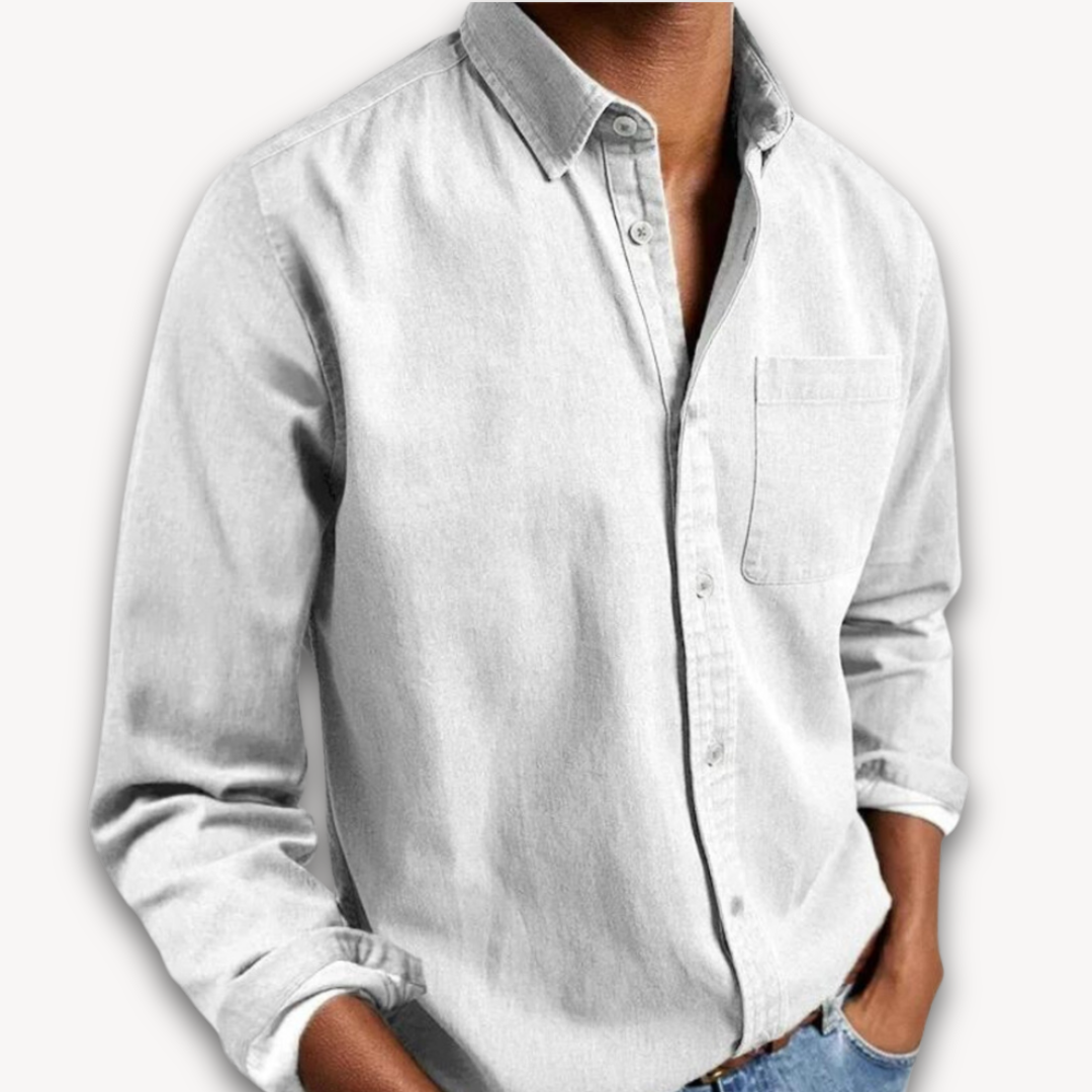 Men's Cotton Button-Up Shirt - Casual Long Sleeve Sutton James