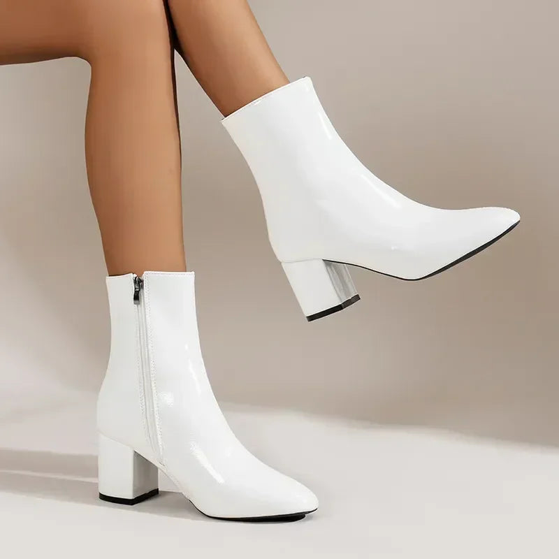 Women’s Ankle Boots – Sleek Fit – Pointed Toe – Block Heel – Side Zip Closure Sutton James