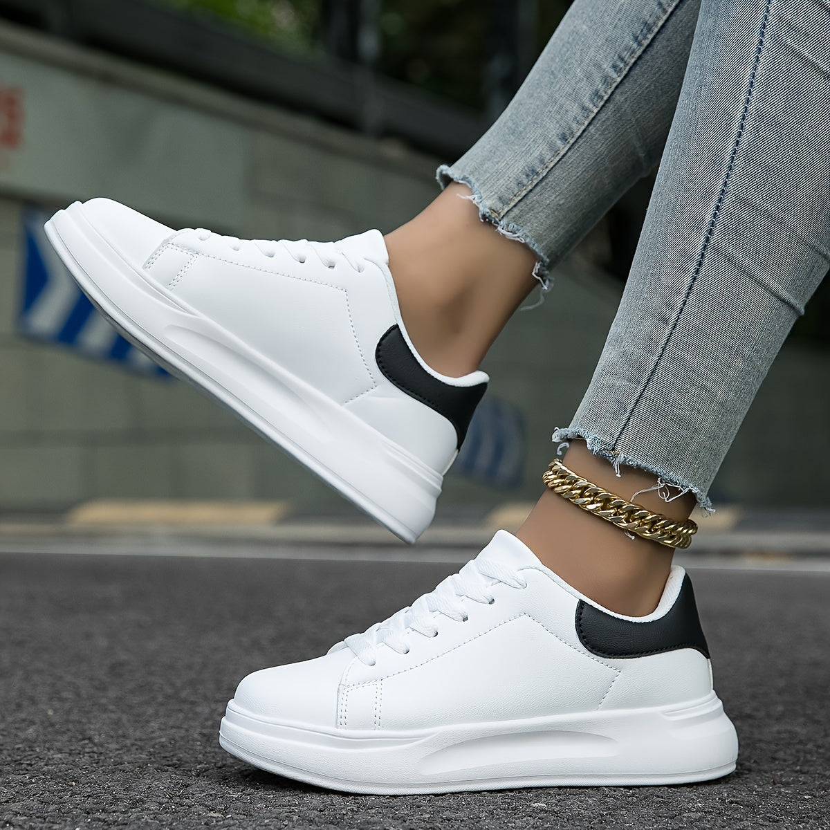 Women's Clean White Faux Leather Sneakers Sutton James