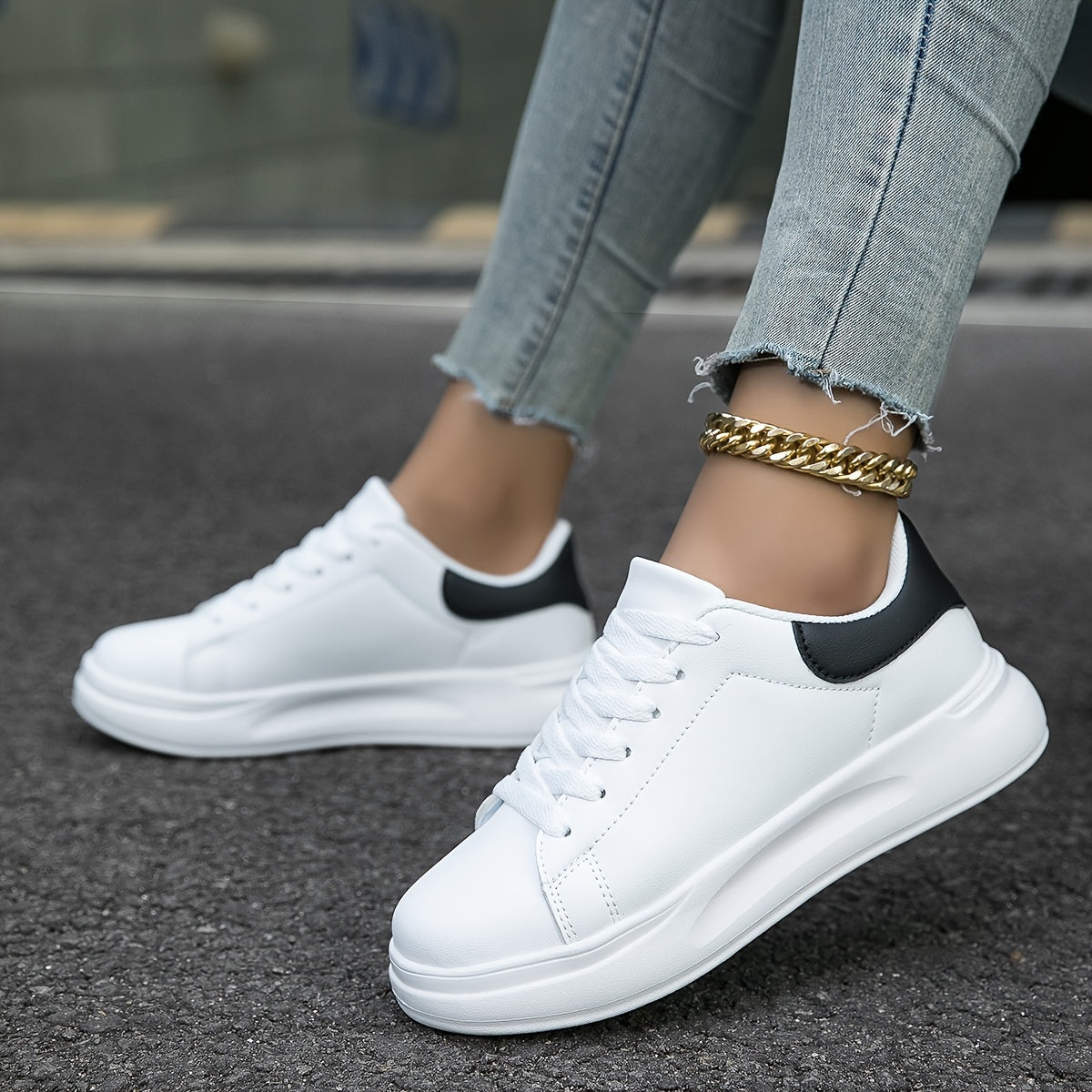 Women's Clean White Faux Leather Sneakers Sutton James