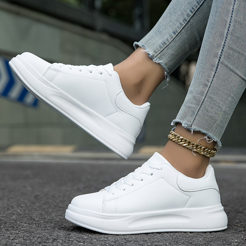 Women's Clean White Faux Leather Sneakers Sutton James