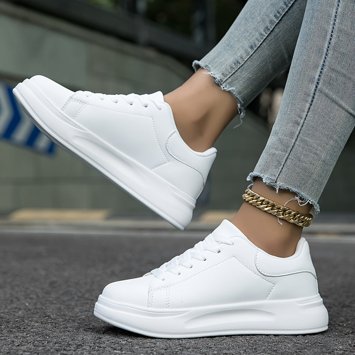 Women's Clean White Faux Leather Sneakers Sutton James