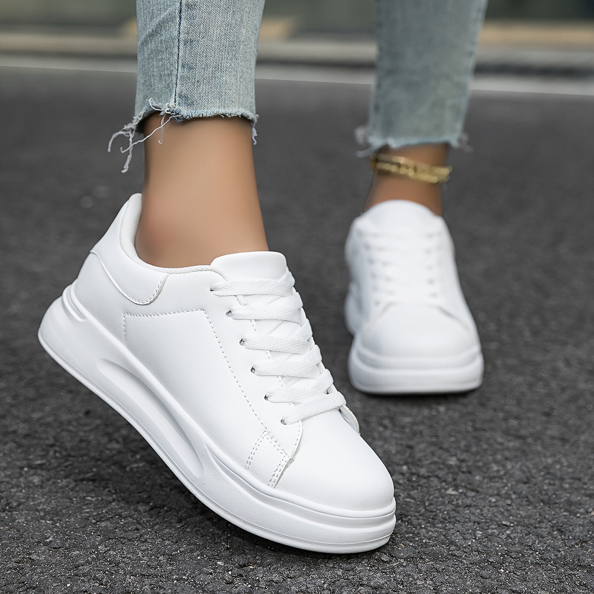 Women's Clean White Faux Leather Sneakers Sutton James