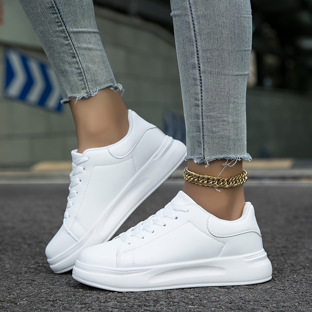 Women's Clean White Faux Leather Sneakers Sutton James