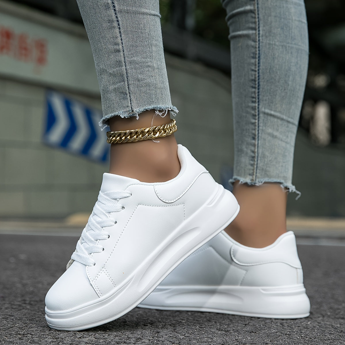 Women's Clean White Faux Leather Sneakers Sutton James