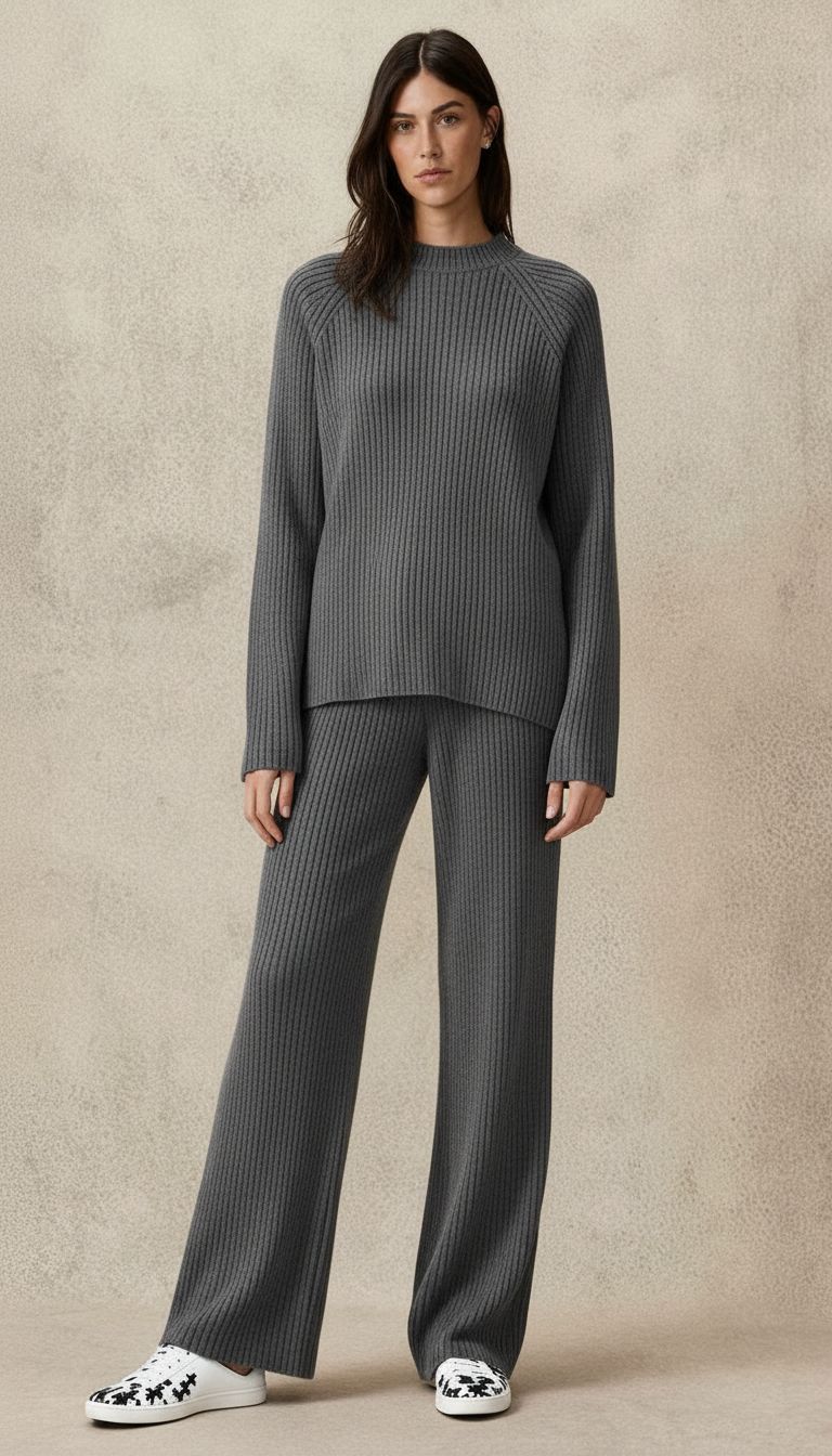 Women's Wide Leg Ribbed Knit Two-Piece Set – Sutton James