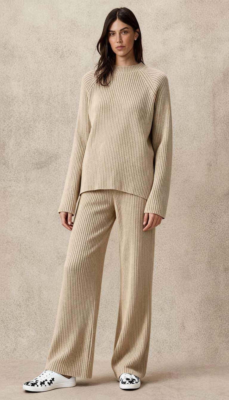 Women's Wide Leg Ribbed Knit Two-Piece Set – Sutton James