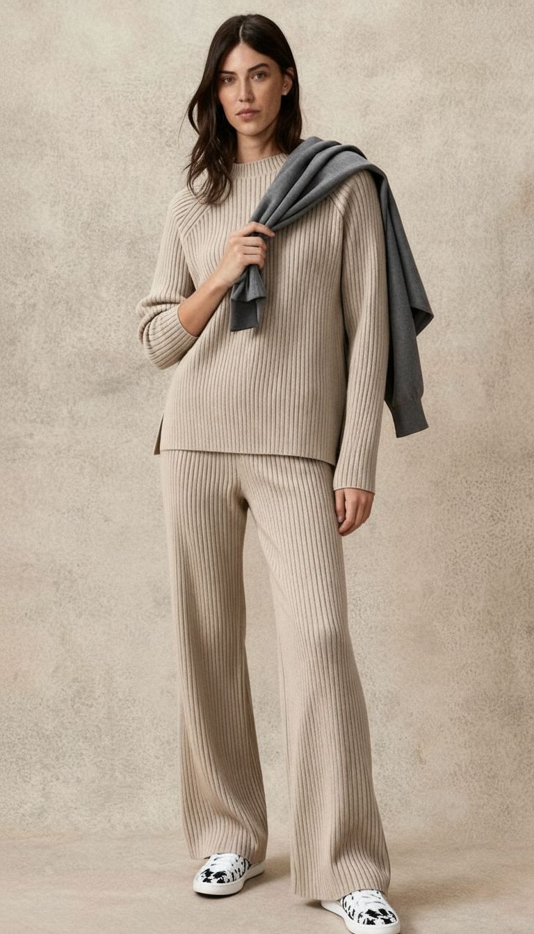 Women's Wide Leg Ribbed Knit Two-Piece Set – Sutton James