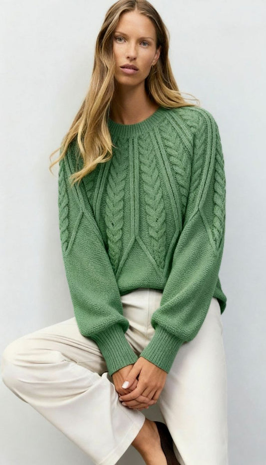 Women's Cable Knit Raglan Sleeve Sweater – Sutton James