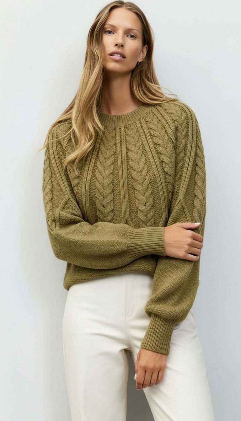 Women's Cable Knit Raglan Sleeve Sweater – Sutton James
