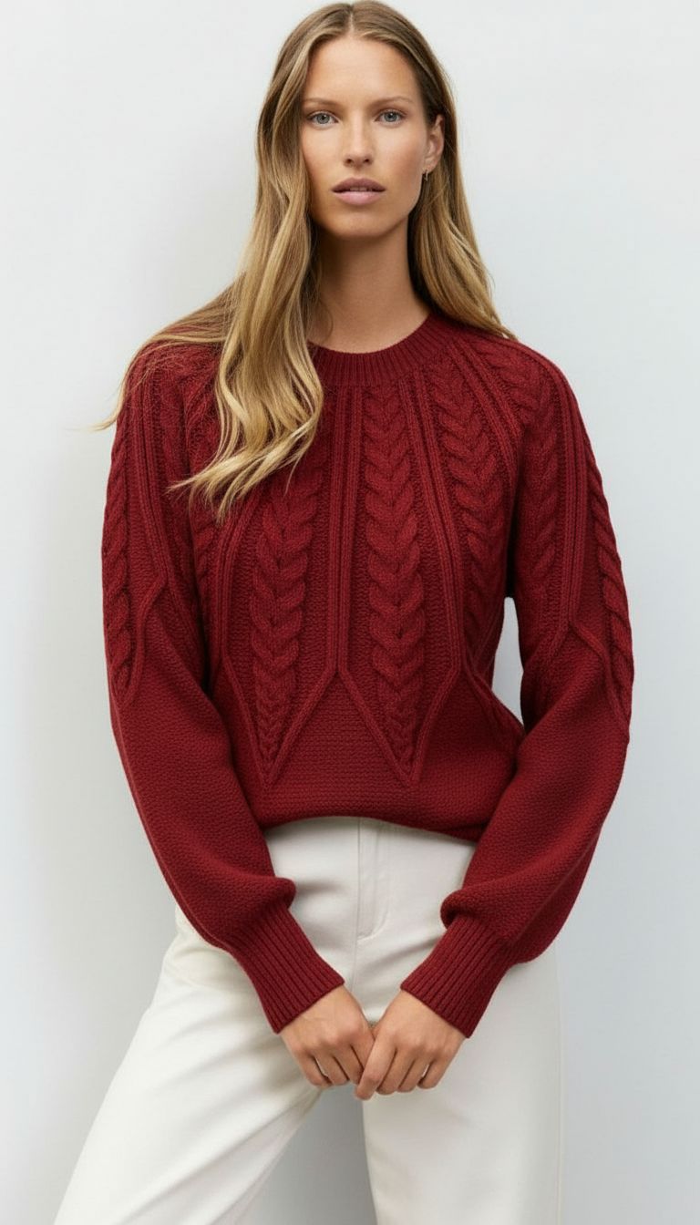 Women's Cable Knit Raglan Sleeve Sweater – Sutton James